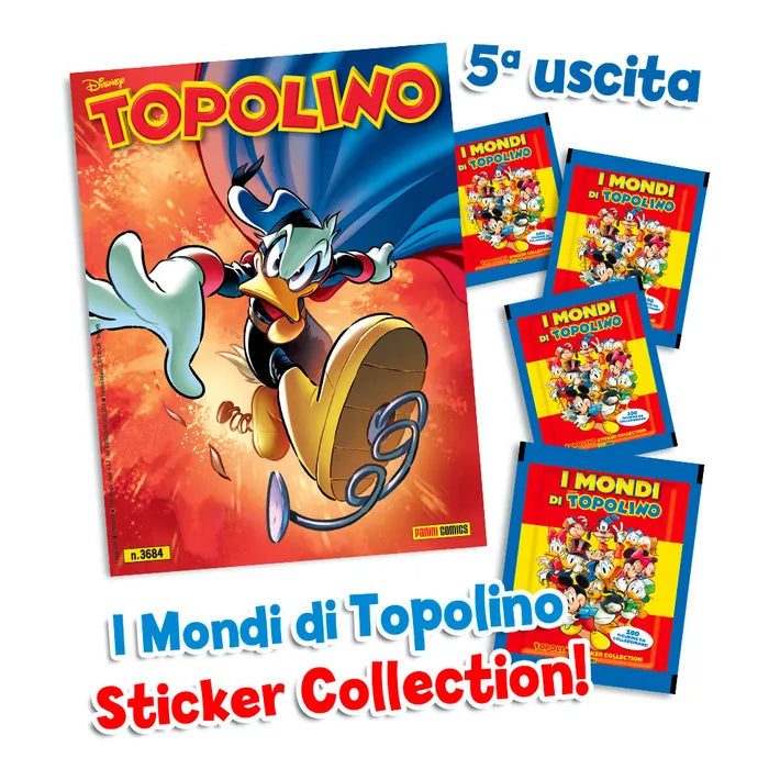 Complete Set 5/5 Album and Packs of Stickers PAPERINO 90 Years Donald Duck + Mickey Mouse Comics