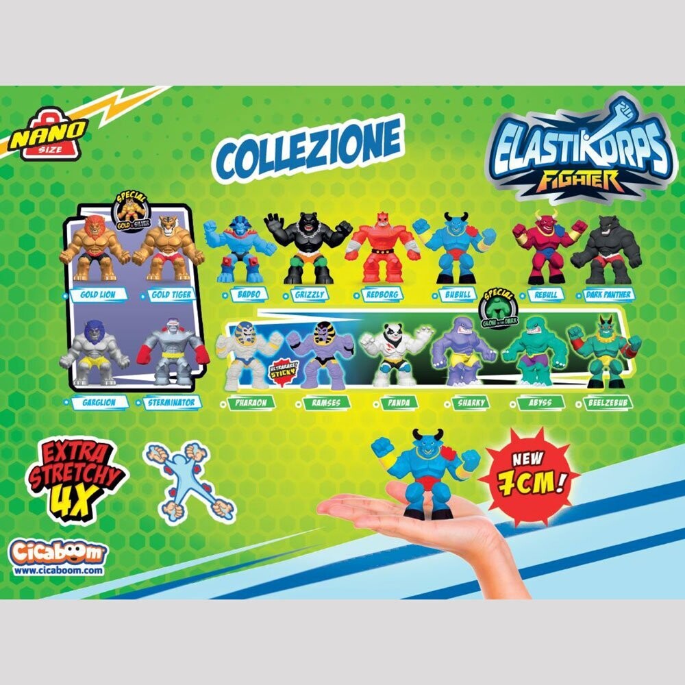 Busta Sorpresa Personaggi ELASTIKORPS FIGHTER 1 Nano Size - Cicaboom Allungamostri