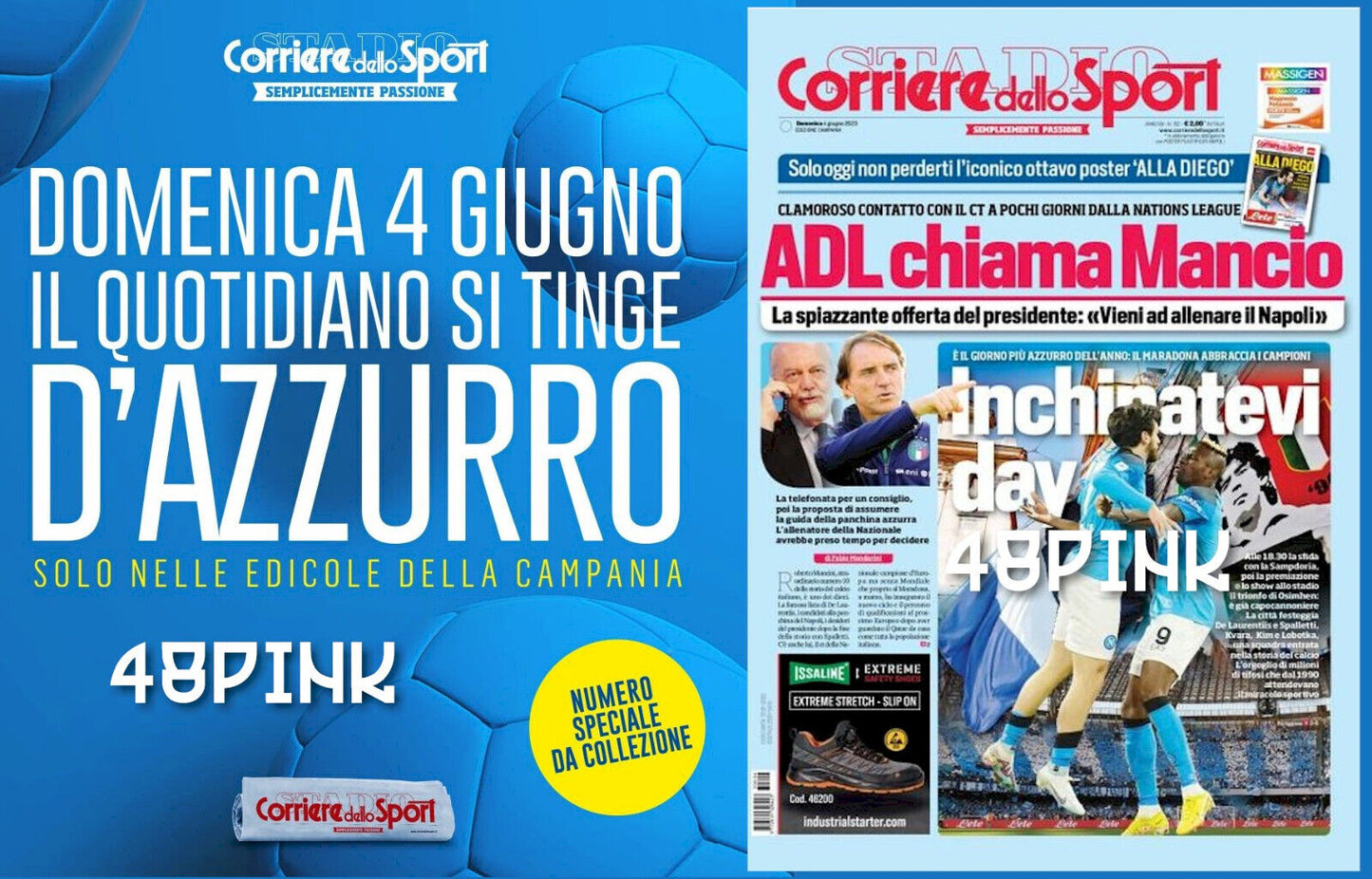 Giornale AZZURRO Corriere dello Sport vom 4. Juni 2023 3 Napoli Football Scudetto