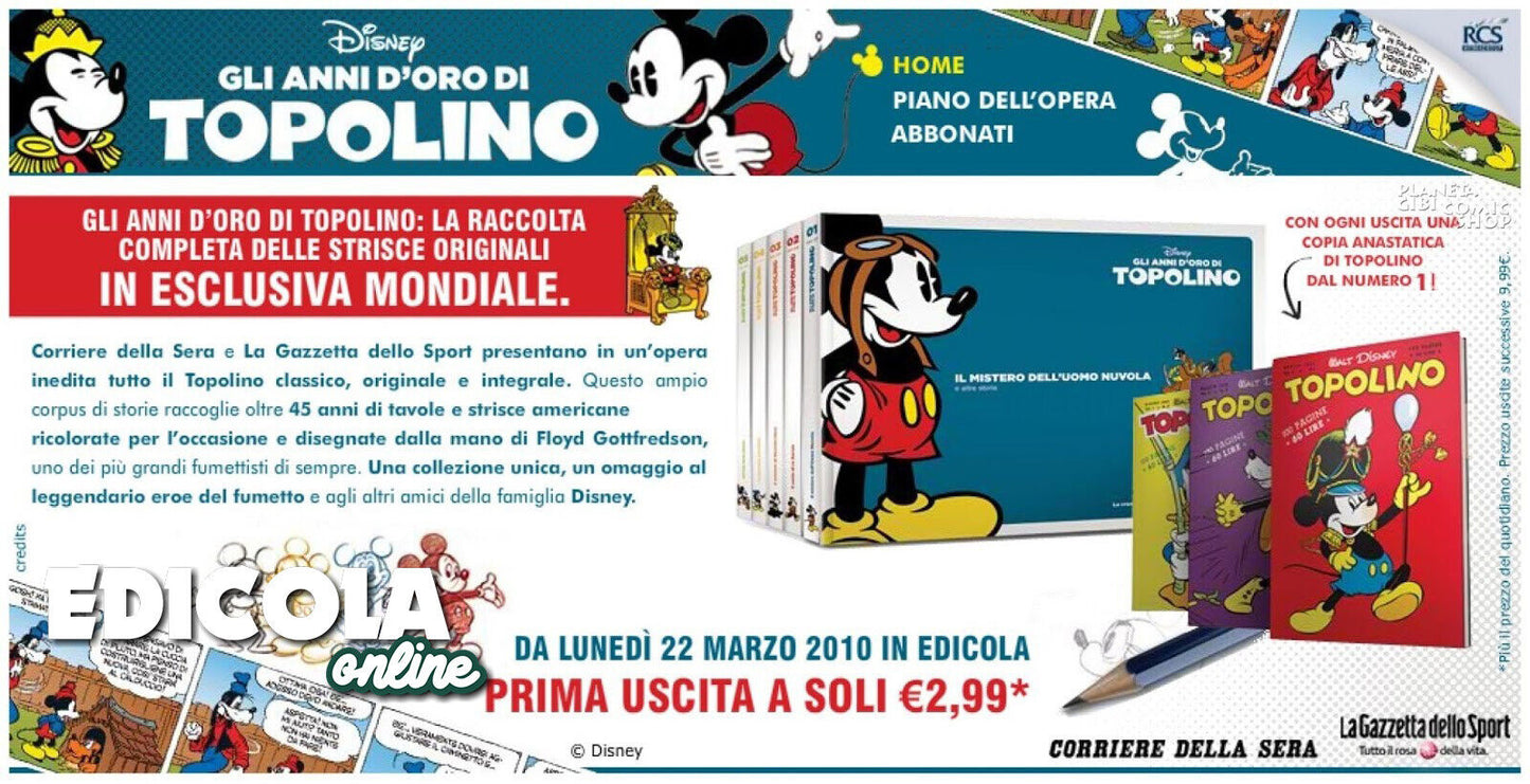 Mickey Mouse hat die Comic-Nummer n gepinnt. 1 Sammler-Nachdruck, 60 Lire, Vintage, selten