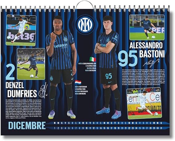 Inter 2025 Vertical Calendar - cm 29x42 - Official Product