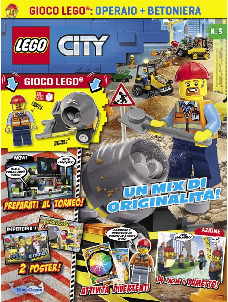 Rivista LEGO CITY n.3 + Operaio + Betoniera