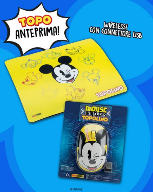 Set Tappetino Mousepad e/o Mouse Usb Wireless di Topolino (Con Topolino 3671+3672)