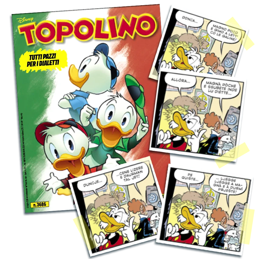 Topolino 3686 celebra i dialetti italiani: arrivano quattro edizioni speciali