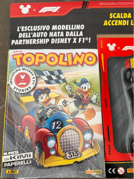 Modellino Ufficiale F1 Gadget Ferrari Topolino + Fumetti 3693 e/o 3694 da Collezione Kimi Antonelli