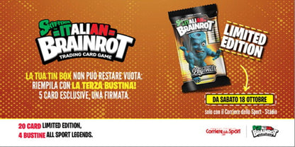 Set Completo Tin Box + 4 Bustine di Skifidol Italian Brainrot - 20 card promo (Corriere dello Sport)
