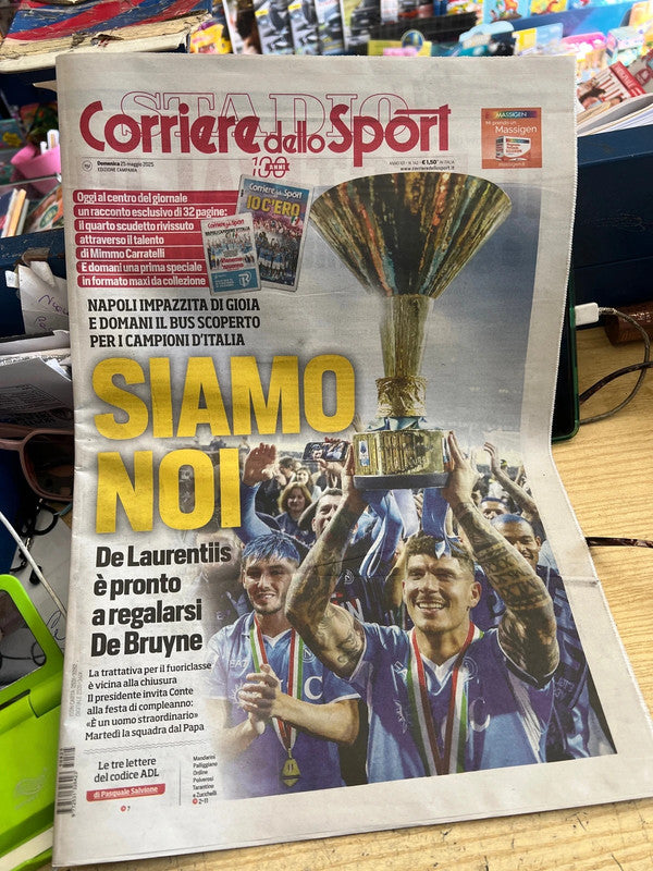 Giornali Quotidiani 4° Scudetto  SSC Calcio NAPOLI - Campione d'Italia 2024-25 2025