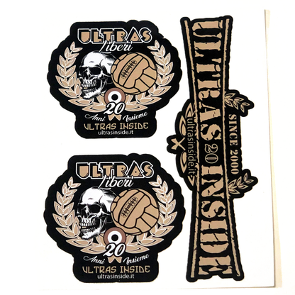 A5-Blatt mit 3 Ultras Inside PVC-Aufklebern von 2020 „20 Years Together“ gratis