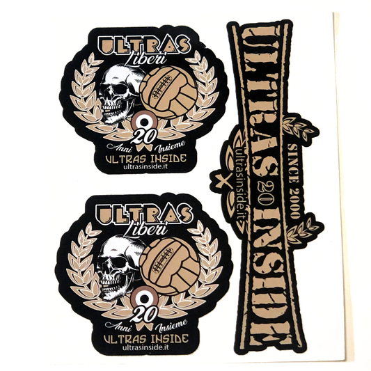 Feuille A5 avec 3 autocollants PVC Ultras Inside de 2020 "20 ans ensemble" Offert
