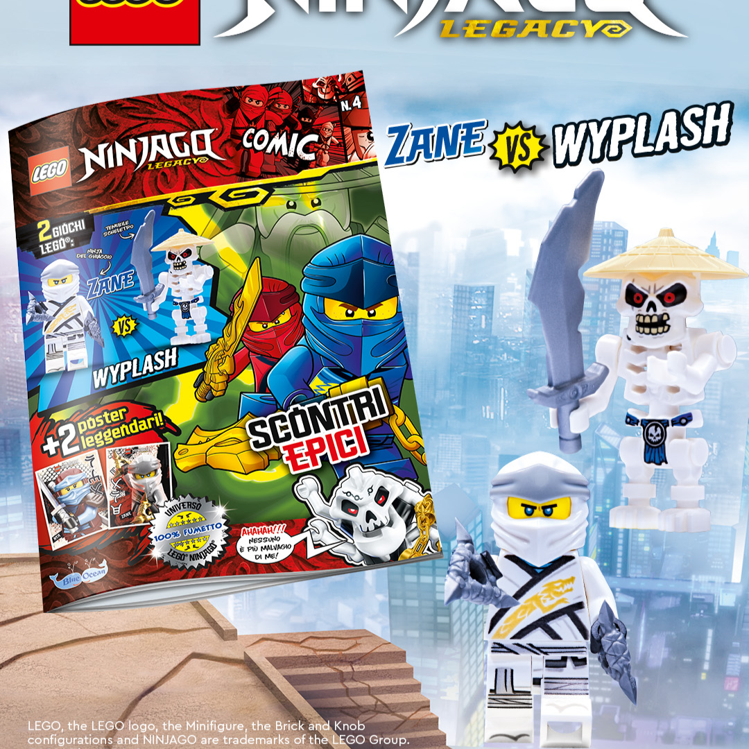 Rivista LEGO NINJAGO LEGACY n.4 con 2 ZANE VS. WYPLASH