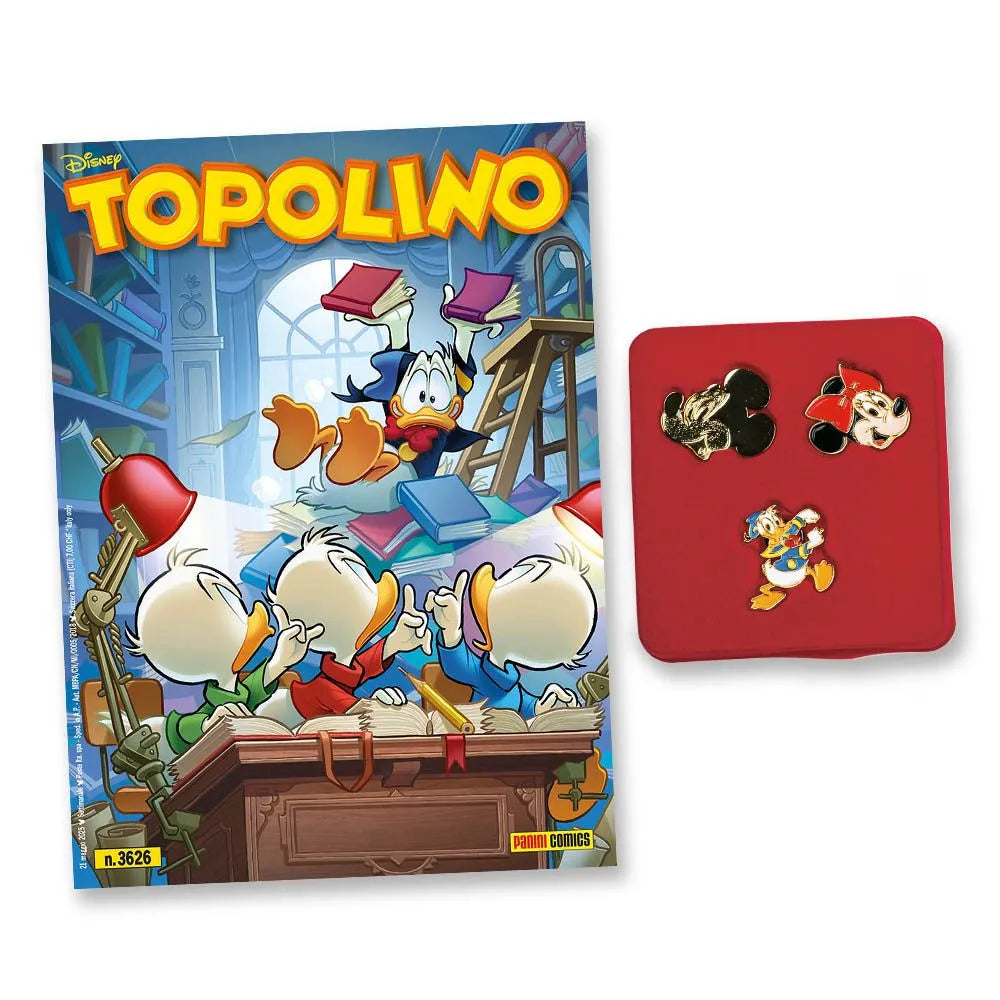 Le Pin in metallo di Topolino + Fumetti 3626 3627 (Scegli Gold o Silver)