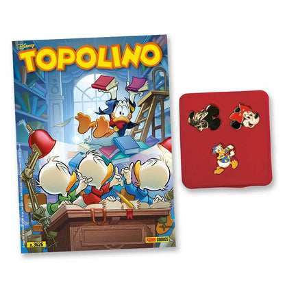 Le Pin in metallo di Topolino + Fumetti 3626 3627 (Scegli Gold o Silver)