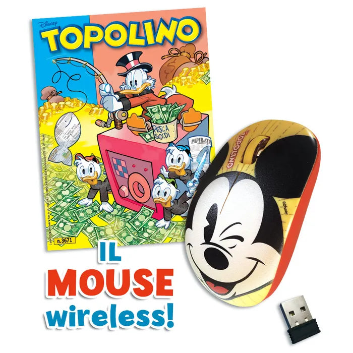 Set Tappetino Mousepad e/o Mouse Usb Wireless di Topolino (Con Topolino 3671+3672)