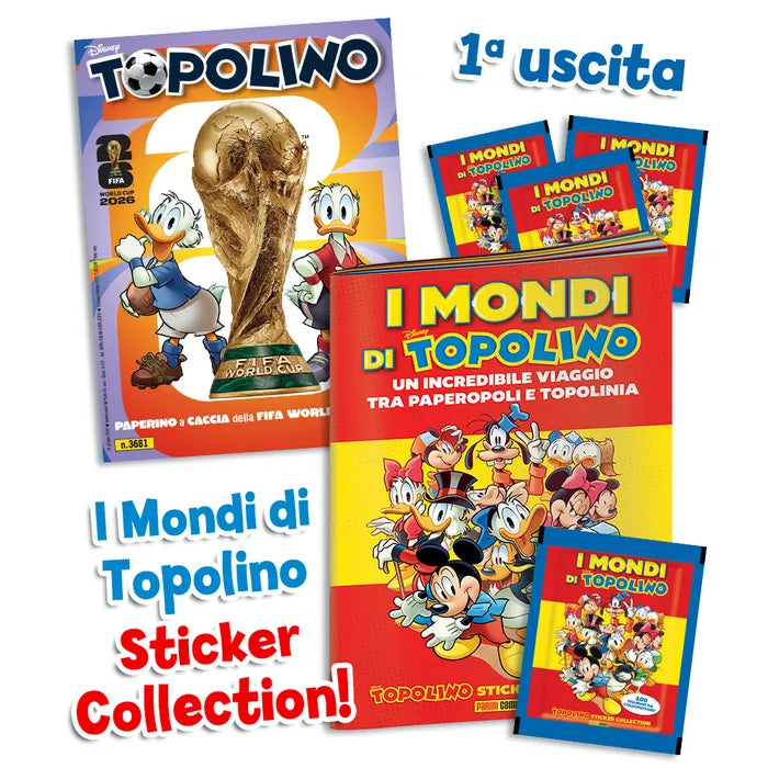Complete Set 5/5 Album and Packs of Stickers PAPERINO 90 Years Donald Duck + Mickey Mouse Comics