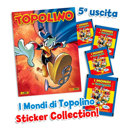 Complete Set 5/5 Album and Packs of Stickers PAPERINO 90 Years Donald Duck + Mickey Mouse Comics