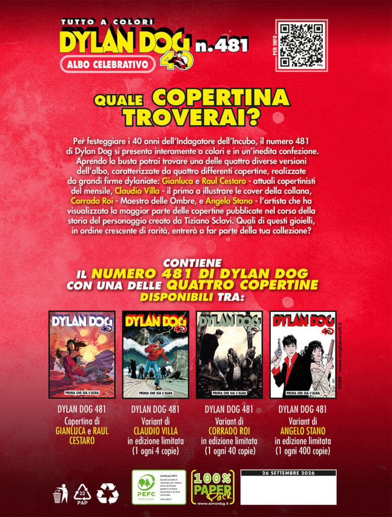 Dylan Dog 40th Anniversario 481 Blind Pack -