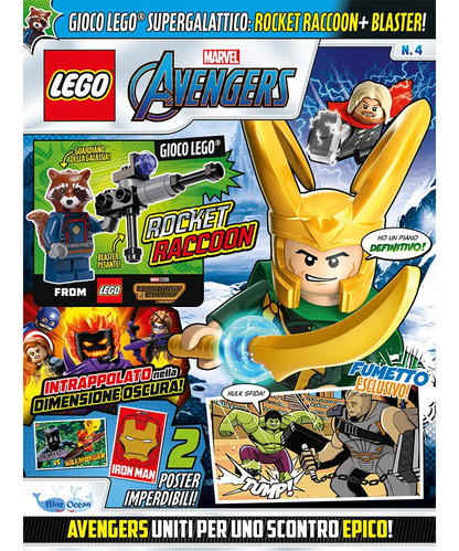 Rivista LEGO MARVEL AVENGERS n.4 + Rocket Raccoon + blaster