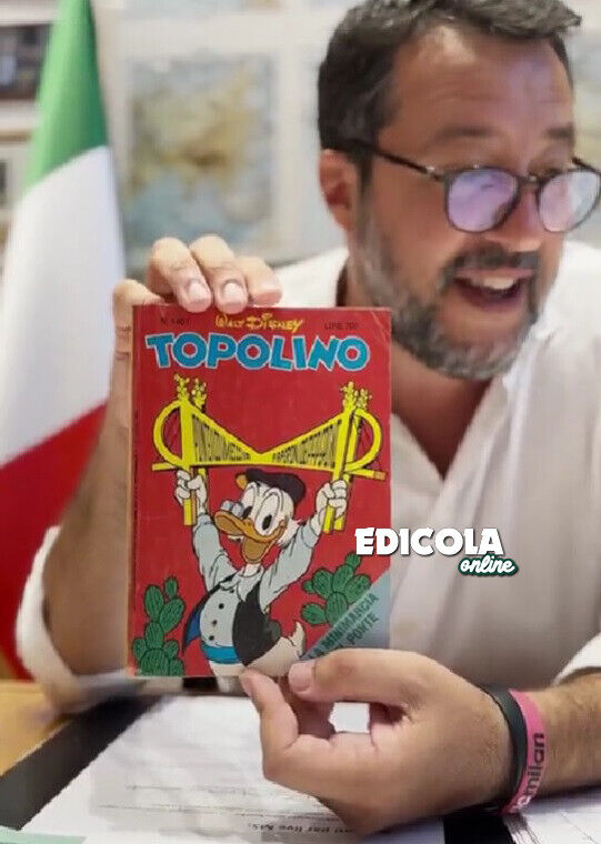 Fumetto di TOPOLINO post Salvini Libretto Usato 1401 Originale Ponte di Messina
