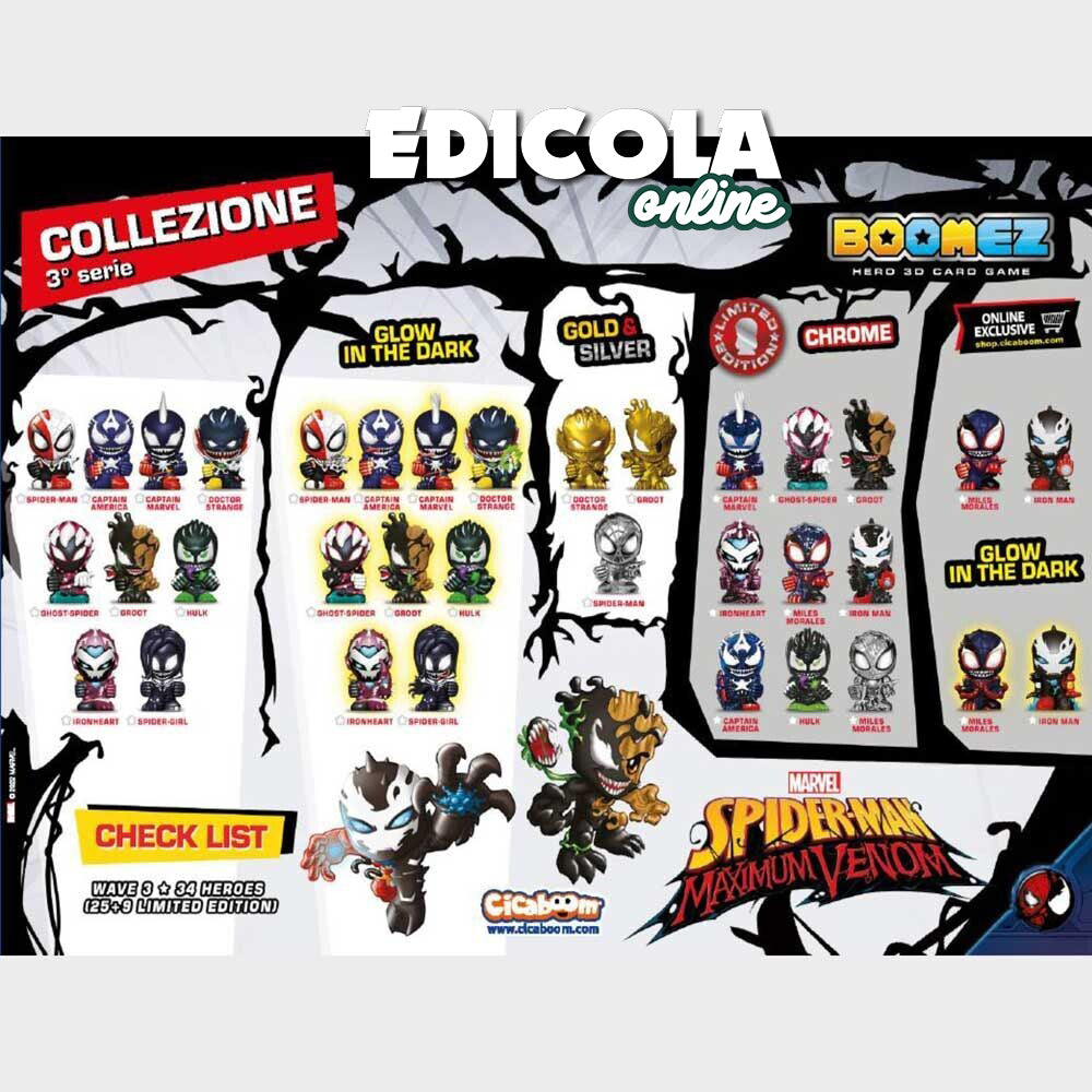 Busta a Sorpresa di BOOMEZ Wave 3 - Bustina Hero 3D Card Game - Spiderman Maximum Venom