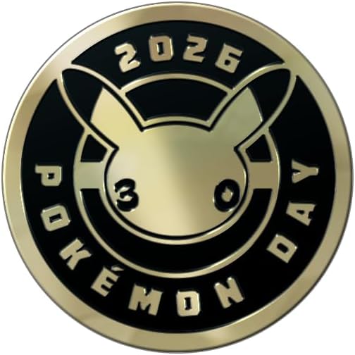 Collezione Pokémon Day 2026 del GCC Pokémon (una carta promozionale olografica, una moneta e tre buste di espansione)
