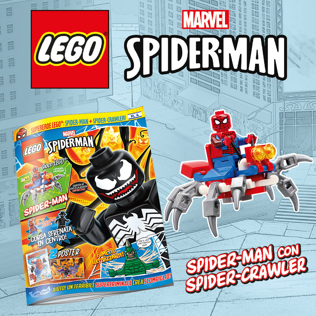 Rivista LEGO SPIDER-MAN n. 4 + SPIDERMAN CON SPIDER CRAWLER