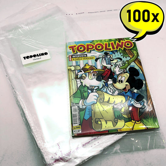100x transparente Schutzhüllen für MICKEY MOUSE Comics Manga Paperinik Appgrade