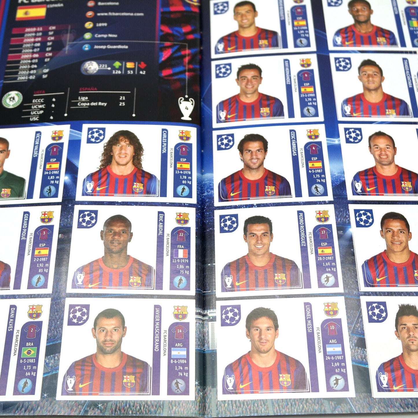 Komplettes Album mit Panini-Fußballspieleraufklebern CHAMPIONS LEAGUE 2011-12 UEFA 2012