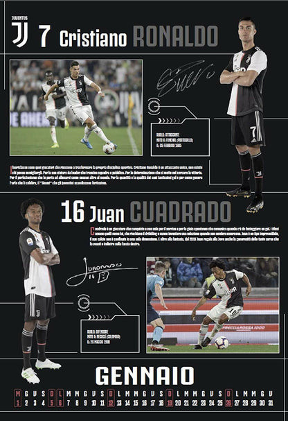 Offizieller vertikaler Juve-Kalender JUVENTUS 2020 mit Spiralarmband