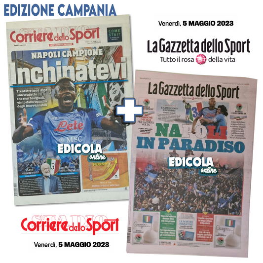 2x Giornale Gazzetta + Corriere dello Sport 5. Mai 2023 3. Napoli Football Scudetto