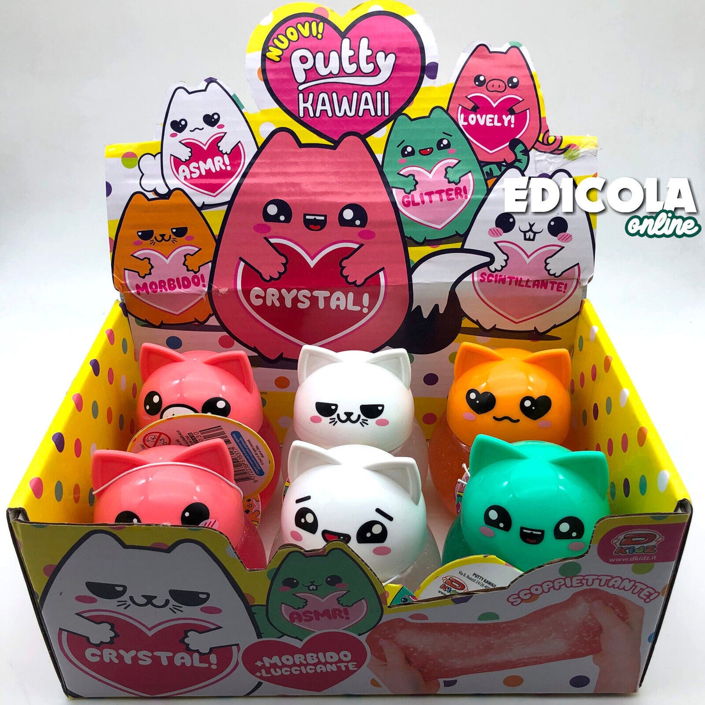 1x Personaggio PUTTY HAWAII Pasta Modellabile Gattino con SLIME Glitter Crystal