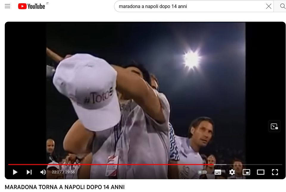 Chapeau TOTOSI Au revoir Ciro Ferrara à l'invité de San Paolo Diego Armando Maradona