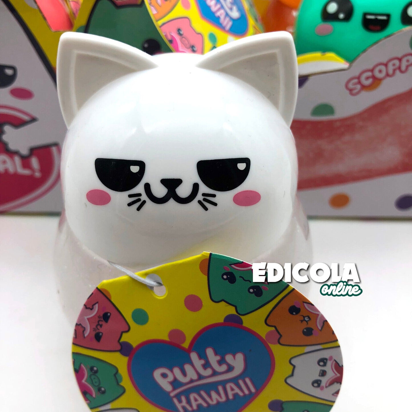 1x Personaggio PUTTY HAWAII Pasta Modellabile Gattino con SLIME Glitter Crystal