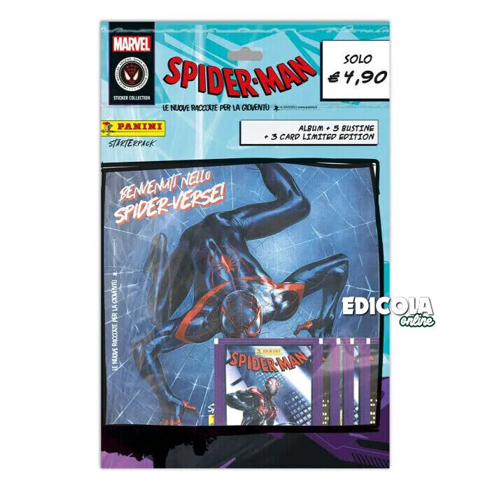 Set Album di SPIDER-MAN Spiderverse e Bustine di Figurine MARVEL Starter Pack