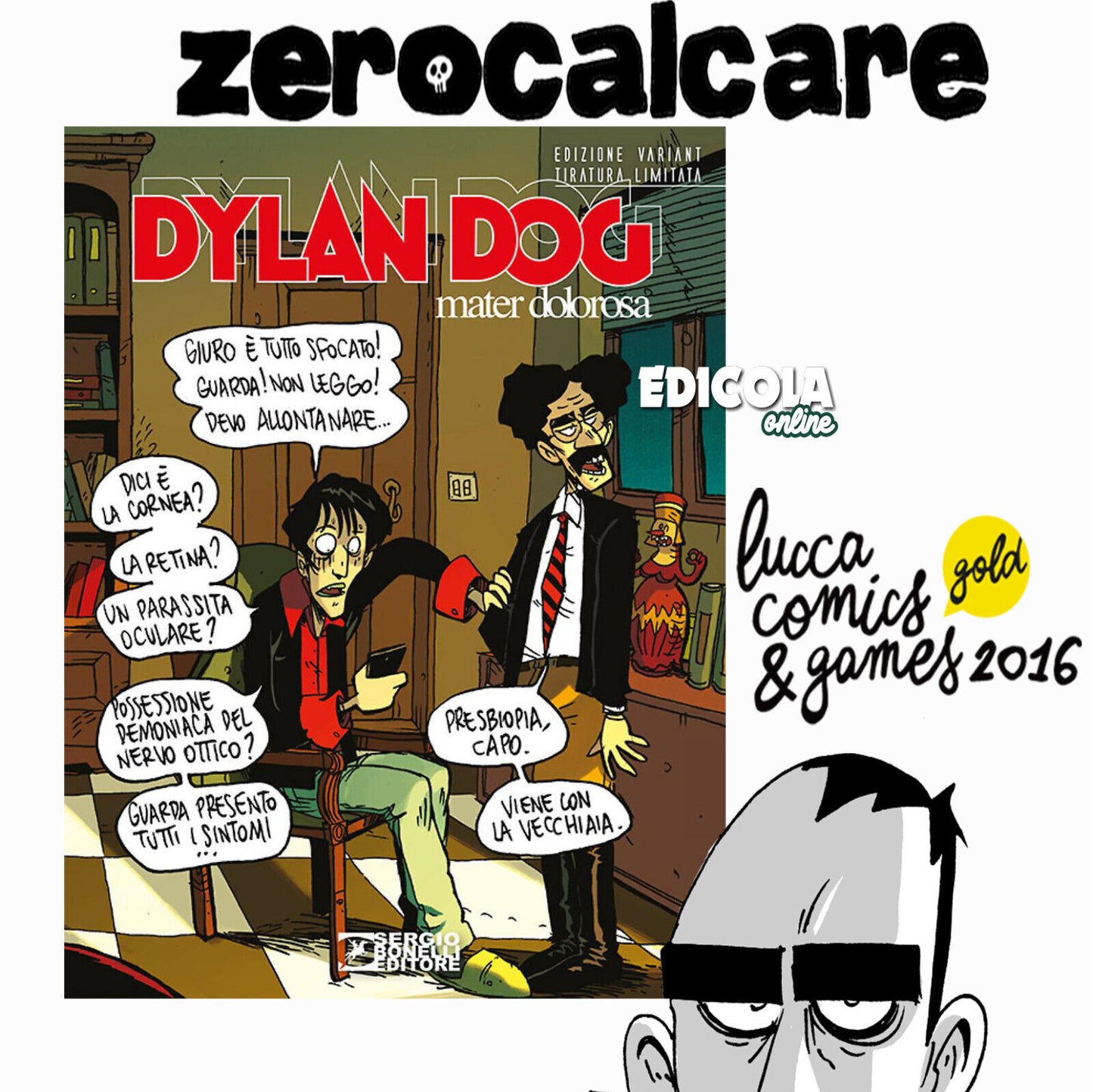 Fumetto di DYLAN DOG 361 VARIANT da Collezione Disegno Zerocalcare Originale Raro