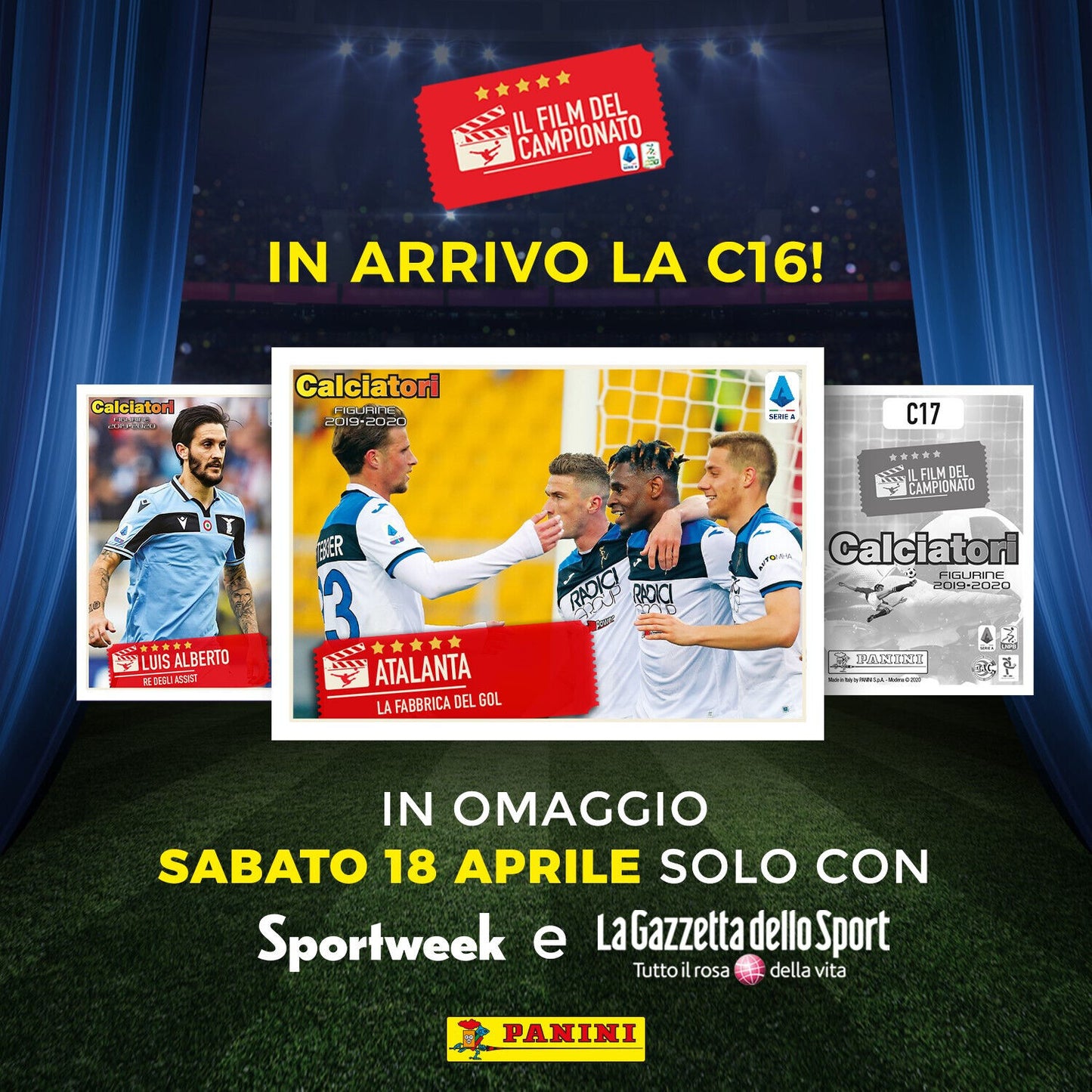SPORTWEEK LA GAZZETTA DELLO SPORT Autocollants de footballeur 2019-20 Panini C15 C16 C17