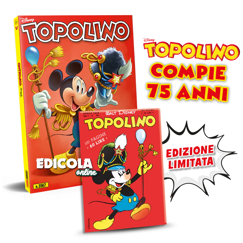 Fumetto di TOPOLINO libretto n. 3567 da Collezione con gadget Calamita 75 anni