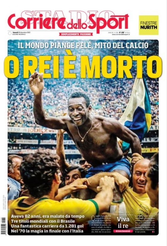 Vollständige Zeitung Corriere dello Sport vom 30.12.2022 O REI PELE 1940-2022 IST TOT