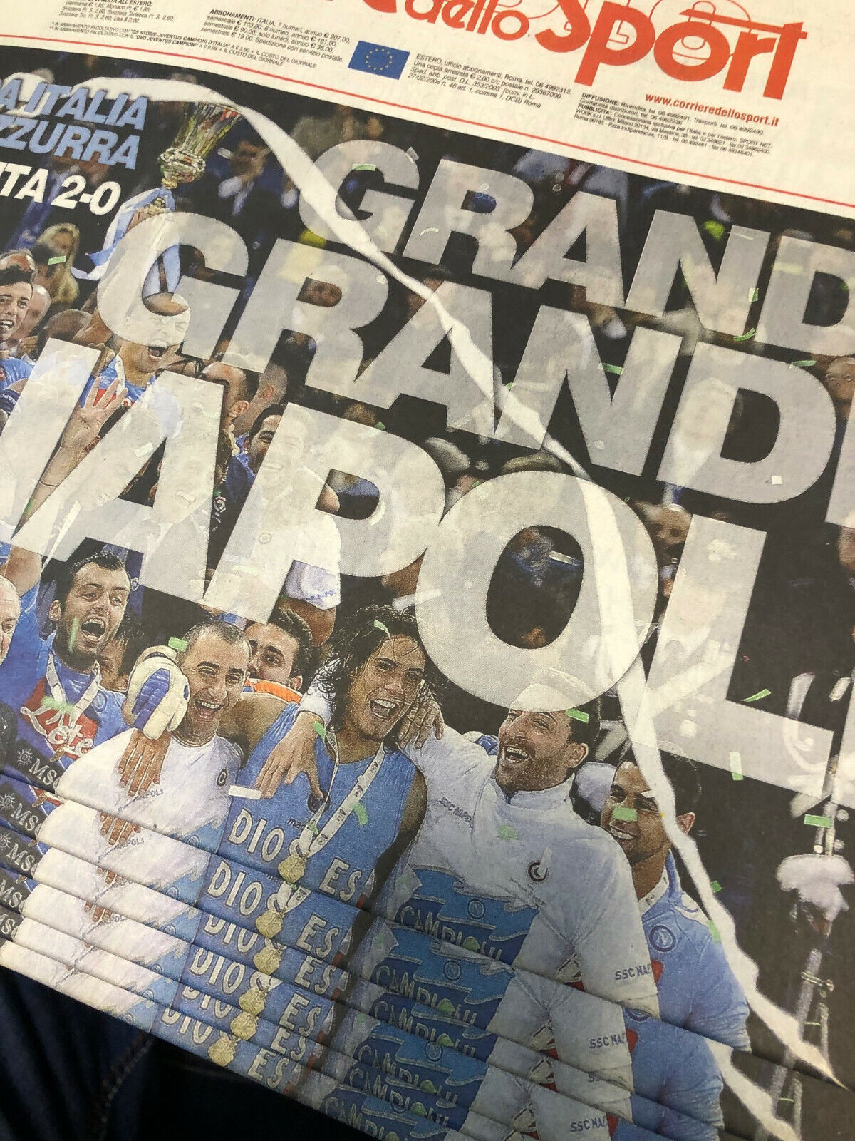 Giornale Corriere dello Sport del 21.05.2012 Il Calcio Napoli Vince Coppa ITALIA