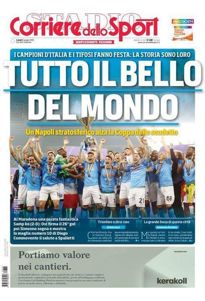 Satz Zeitungen NEAPEL SCUDETTO PARTY Corriere dello Sport Gazzetta Mattino Tutto