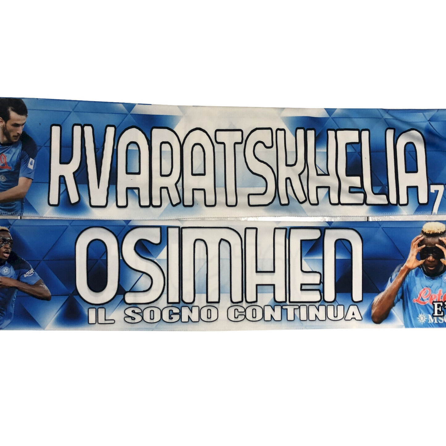 Sciarpa Ultras Calcio NAPOLI in Raso 2 Lati KVARASKELIA e OSIMHEN 3° Scudetto
