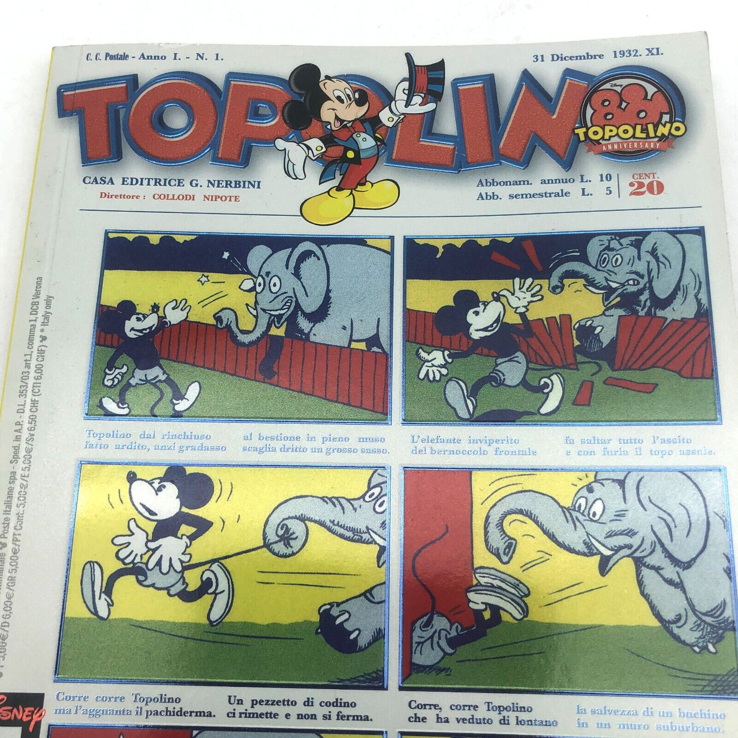 Comic-Buch MICKEY MOUSE 2979 Variant Cover Nummer 1 Anastatic 1932 Seltenes Sammlerstück