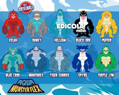 Personaggi AQUA MONSTER FLEX Monsterflex Allungamostri Allungabili Mostri Marini