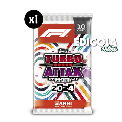 Pakete mit 10 TURBO ATTAX 2024 Formel-1-Karten, F1-Sammelkarte, Topps Auto
