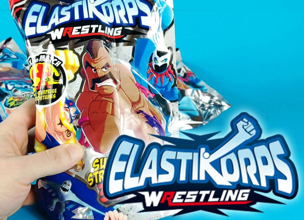 Busta Sorpresa Personaggi ELASTIKORPS Lottatori WRESTLING Cicaboom Allungamostri
