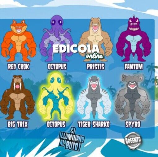 Personaggi AQUA MONSTER FLEX Monsterflex Allungamostri Allungabili Mostri Marini