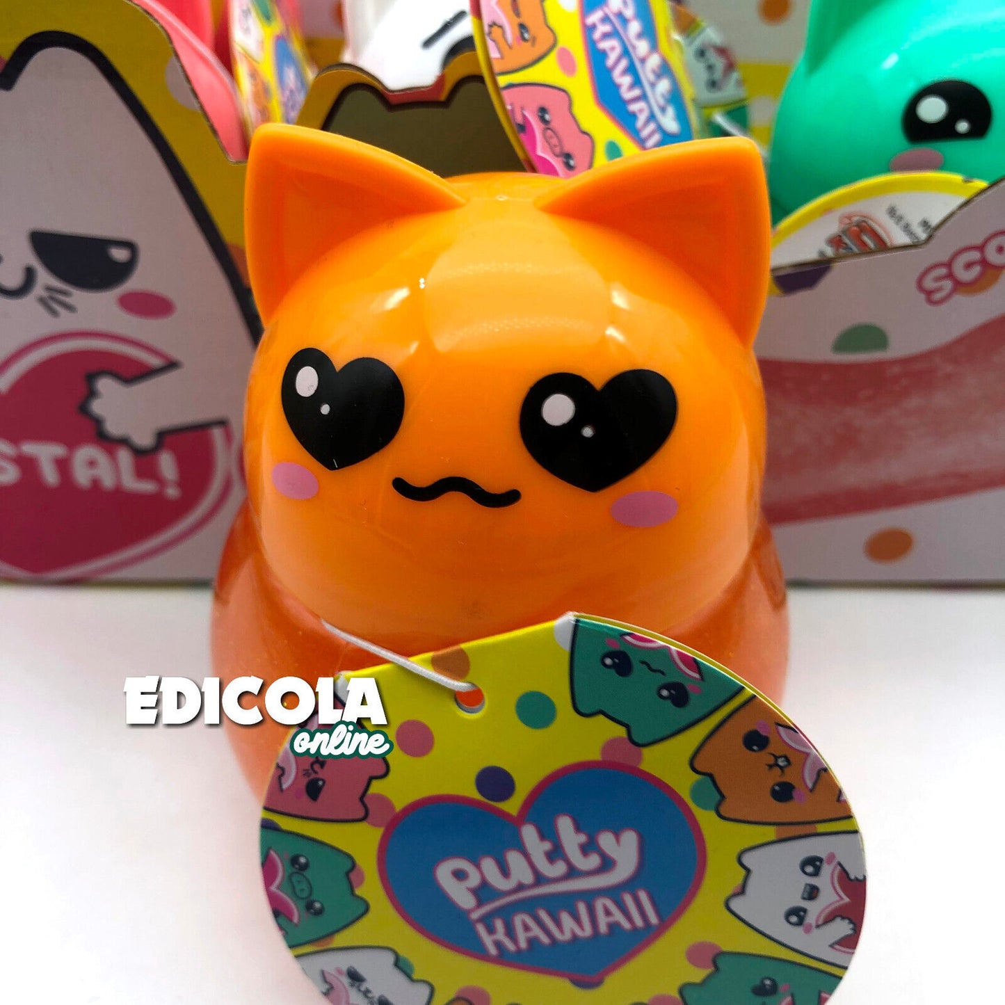 1x Personaggio PUTTY HAWAII Pasta Modellabile Gattino con SLIME Glitter Crystal