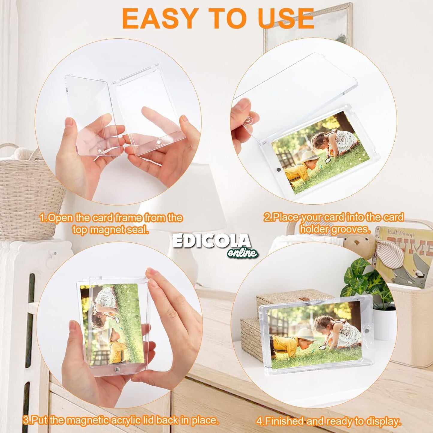 Custodia Trasparente Magnetica Protettiva UV per Carte da Collezione Card Cornice 35PT