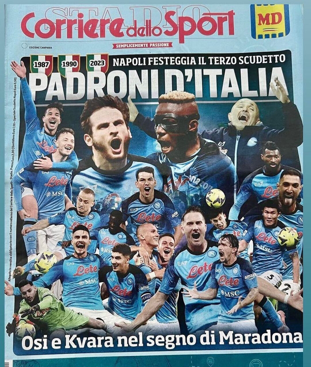 3 Newspaper Gazzetta Corriere dello Sport + Third Scudetto Napoli Football Insert