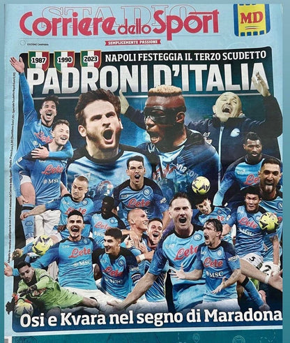 3 Newspaper Gazzetta Corriere dello Sport + Third Scudetto Napoli Football Insert