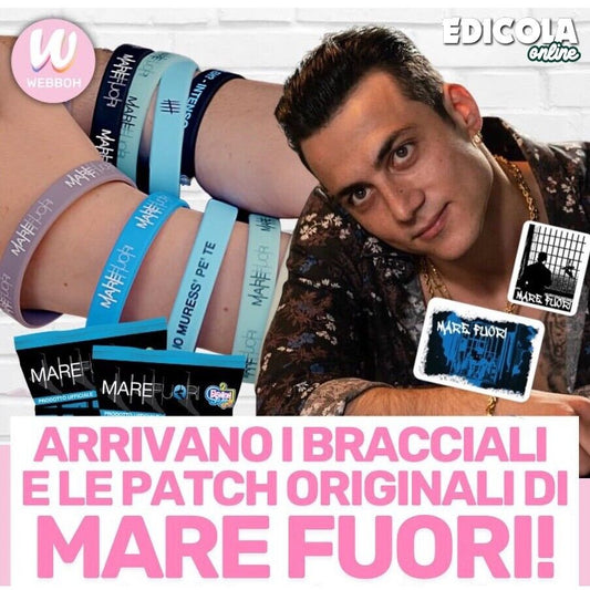 Wählen Sie ein Silikonarmband mit Aufnäher aus der TV-Serie SEA FUORI Rai 2023